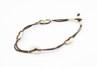 Leder-Halskette mit ovalen Hornscheiben, natur