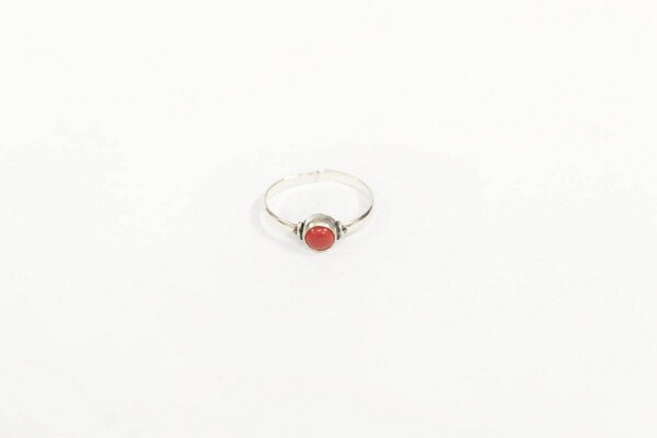 Ring &quot;red-stone&quot; Messing silber