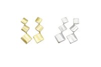 Ohrstecker &quot;Quadrate&quot; Messing gold/silber