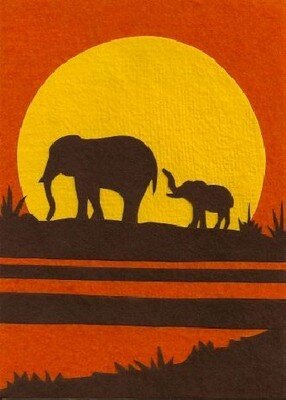 Karte "Elephants at Sunrise"