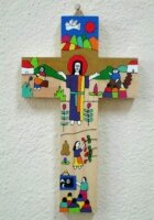 Holzkreuz bemalt "Prediger" h:15cm