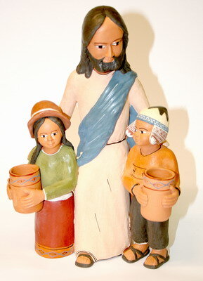 Keramik &quot;Jesus mit Kindern&quot;