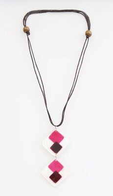 Capiz-Halskette Quadrate pink