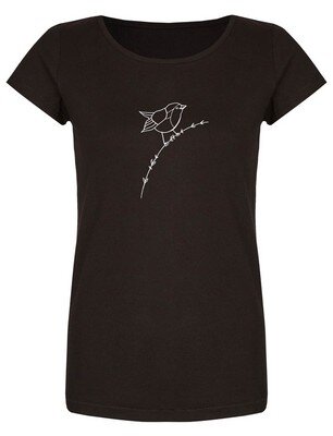 Bio-Frauen T-Shirt "BL-BLACK" Vogel