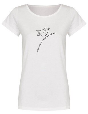 Bio-Frauen T-Shirt "BL-WHITE" Vogel