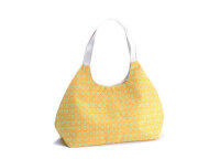 Jute-Handtasche, bedruckt, gelb gr&uuml;n