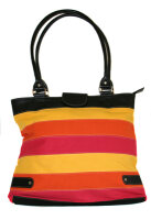 Handtasche Textil/Leder gelb-orange-rot gestreift