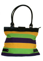 Handtasche Textil/Leder gelb-grün-violett gestreift