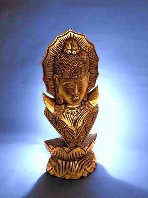 Holz-Statue "Buddha", golden bemalt