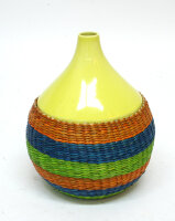 Keramik-Vase, umflochten, gelb