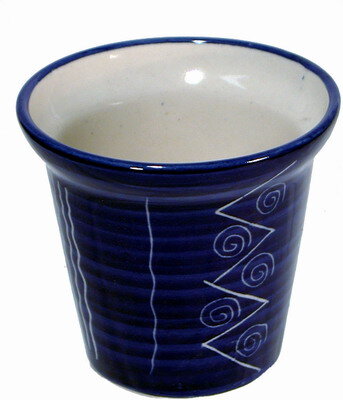 *Keramik-Übertopf, "Scratch", blau klein