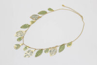 Halskette Messing "Blätter" grün